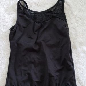 Black leotard with mesh neckline and back
